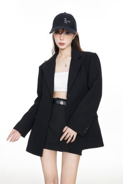 Oversized Black Suit Jacket for Women - High-End Loose Blazer for Spring & Autumn 2025 Fashion