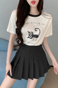 Petite College Style Short Sleeve T-Shirt & Pleated Skirt Set - Youthful 2025 Fashion, Trendy Casual Outfit for Summer