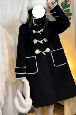 Petite JK Uniform Hooded Doll Collar Toggle Coat in Pink, Yellow, Black - Woolen with Cotton Blend - Trendy 90s Style