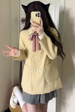 Petite Magical Girl Pudding Bear JK Uniform Trench Coat - Short Version for Youthful Early Autumn College Style