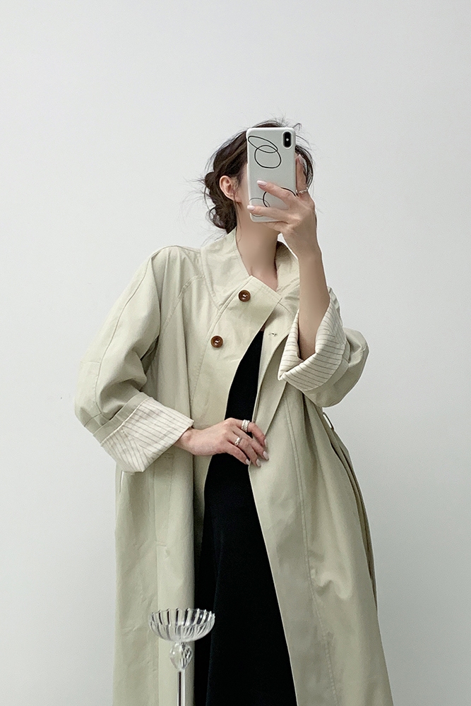 Petite White Trench Coat for Women - Slimming British Style Casual Outerwear for Autumn 2025