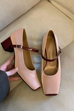 Pink Chunky Heel Mary Jane Shoes - Sheepskin Single Shoes for Spring & Autumn, Chic Vintage Style Perfect for Skirts