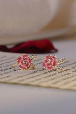 Pink Floral Clip-On Earrings for Women, 2024 Trendy Mosquito Coil Design, No Ear Holes, Elegant Fashion Accessories