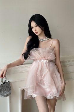 Pink Princess Dress with Detachable Straps - Current MOXI Girl Lover Style for Birthdays and Special Occasions