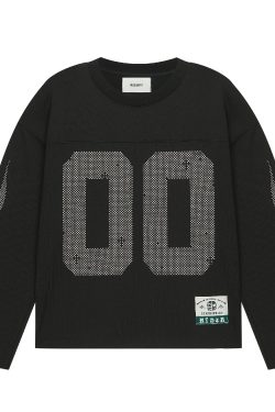 Pixel Jersey Retro Print Heavyweight Oversized Knitted Short Sleeve Round Neck Sweatshirt - Y2K Inspired Fashion Essential