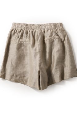 Pleated Flared Short Sleeve Top & Elastic Waist Lace Panel Shorts Set - European Summer Linen Style for Women
