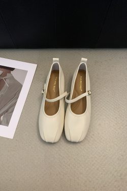 Pleated One-Strap Height-Increasing French Style Women's Square-Toe Mary Jane Shoes for Skirts - Vintage Inspired Fashion