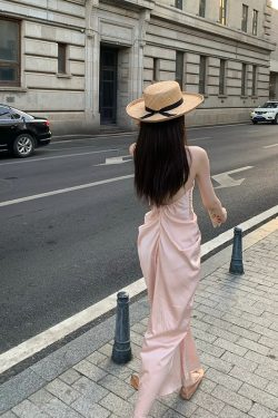 Pleated Satin Camisole Dress - Elegant Backless Style 2025 for Women, Perfect for Evening Wear, 90s Inspired Fashion