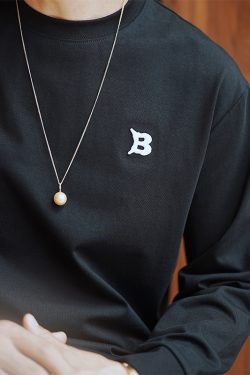 Plus Size Men's Black Long Sleeve T-Shirt with High-End Embroidery, Casual Round Neck Base Layer for Autumn and Winter