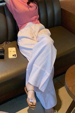 Plus Size Women's 2025 Summer High Waist Slim Straight Leg Pants - Casual Loose Wide Leg Floor-Length Trousers