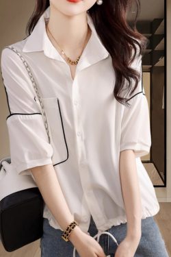 Plus Size Women's Puff Sleeve Blouse - Loose Fit Short Sleeve Top for Summer 2025, Trendy Casual Fashion Essential