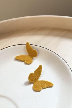 Plush Butterfly Velvet Stud Earrings for Women - High-End French Style Autumn Winter Accessories - Trendy Internet Celebrity Design