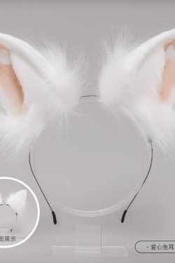 Plush Rabbit Ear Headband - Realistic 2D Animal Ears, Japanese Lolita JK Hair Accessory, Cute Christmas Headwear for Y2K Style