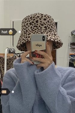 Plush Retro Leopard Print Bucket Hat - Fisherman Style, Autumn/Winter, Korean Fashion, Trendy 90s Inspired Accessory