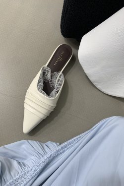 Pointed French-Style Half Slippers for Women - Spring Autumn Slip-On Sandals, Elegant Footwear, Chic Casual Shoes