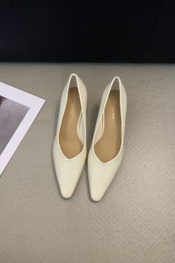 Pointed Toe French Stiletto Shoes for Women in Fairy White - 2025 Spring Summer Grandma Style
