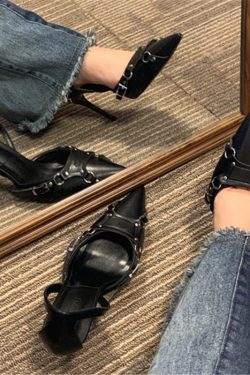 Pointed Toe High Heels for Women - Elegant One Strap, Thin Heel, Closed Toe Design - European and American Style
