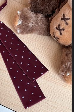 Polka Dot Tie Square Cut JK Accessories for School - Trendy Pudding Bear Style 2024, Perfect for Y2K and 90s Fashion Lovers