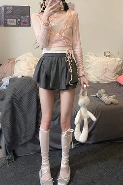 Pudding Bear Ice Cream Tie-Front Cardigan - Soft Summer Cardigan with Cozy Texture - Perfect for Y2K and Casual Wear