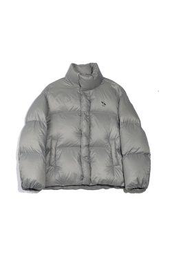 Puffed Down Jacket with Roaring Beast Logo, 90s Inspired Outerwear, Trendy Winter Coat for Street Style and Urban Fashion