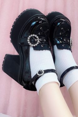 Punk Style Thick-Soled Round-Toe JK Shoes for Transfer Students - Original Subculture Design, Angel Heartbeat Aesthetic