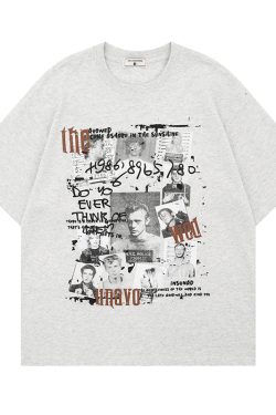 Pure Cotton Red Short Sleeve Men's T-Shirt with Character Print, Loose Round Neck Casual Euro-American High Street Style