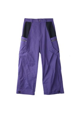 Purple Brick Red Pleated Structure Pocket Loose Long Pants - Trendy Streetwear, Stylish Everyday Casual Trousers, Modern Aesthetic Fashion