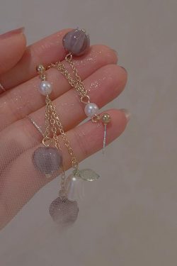 Purple Lily of the Valley Tassel Long Earrings for Women - 2025 Trendy French Vintage Clip-On Accessories, Elegant Ear Jewelry
