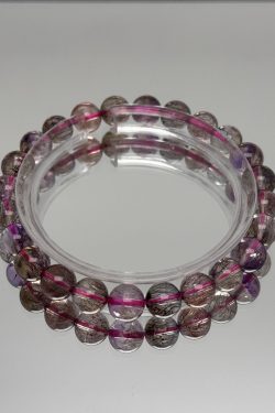 Purple Super Seven Crystal Bracelet for Women - Natural Fairy Design with Fireworks Beads and Black Currant Accents, Boho Style