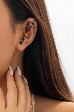 Rainbow Ear Cuffs for Women - Pearl Letter Bead Earrings, No Piercing Required, European & American Style Jewelry