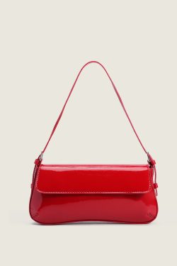 Red Baguette Underarm Bag - 2025 Spring/Summer Retro Flap Shoulder Bag for Commuting and Everyday Fashion