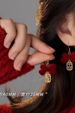 Red Bowknot Earrings for Women - Unique High-End Ear Studs, 2024 Fashion Trend, Zodiac Jewelry for Autumn and Winter