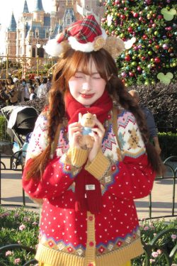 Red Fair Isle Cardigan for Women - Cozy Knitted Sweater Coat, Loose Fit for 2025 Early Spring Fashion