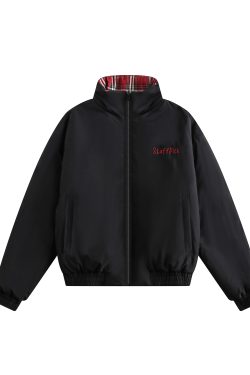 Retro American Reversible Thick Stand-Collar Cotton Jacket for Men and Women | Vintage Winter Loose Couple Coat Trend