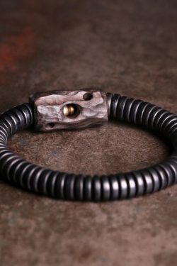 Retro Ebony Wood Bead Circle Bracelet - Versatile Unisex Accessory for Trendy Style
