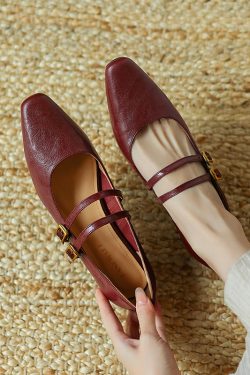 Retro Genuine Leather French Style Low-Cut Mary Jane Shoes for Women - Versatile High-End Square Toe Low-Heeled Footwear