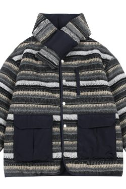 Retro Japanese-Style Reversible Thick Cotton Jacket for Men and Women, Winter Ethnic Loose Collarless Coat