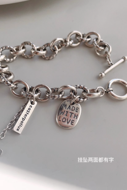 Retro Korean-Style Heavy-Duty Chunky Bracelet for Women, OT Buckle, Hip-Hop Trendy Punk Accessory, Versatile High-End Fashion