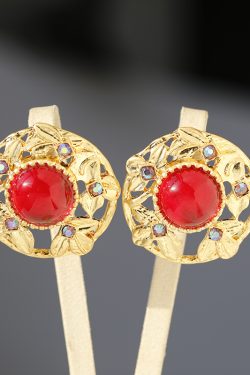 Retro Minimalist Alloy Inlaid Diamond Hollow Round Earrings - Versatile Fashion Jewelry for Women