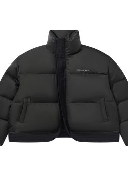 Retro Minimalist Oversized Thick Down Jacket in Harsh and Cruel Melard - 90s Inspired Fashion Outerwear