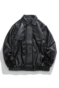 Retro Motorcycle PU Leather Jacket for Men and Women, Casual Loose Fit Lapel Coat, Autumn Fashion, Japanese Style