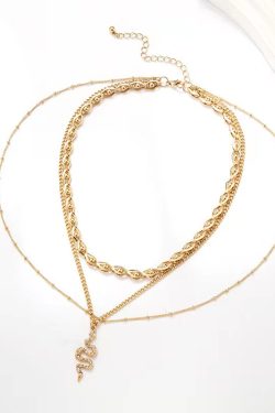 Retro Multi-Layer Metal Chain Snake Necklace - Minimalist Layered Accessory for Versatile Clavicle Styling