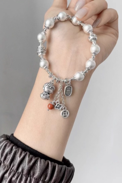 Retro National Style Bead Bracelet for Women - Peace Baby Buddha Design, Simple & Versatile Lucky Hand Accessory
