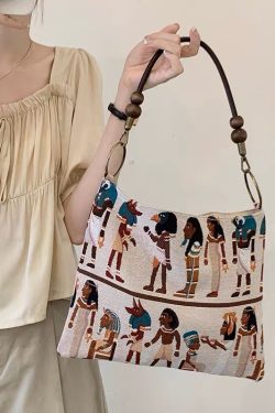 Retro Pharaoh Jacquard Tote Bag - Casual Versatile Large Capacity Shoulder Bag for Spring/Summer 2025