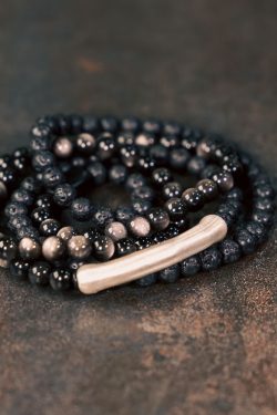 Retro Silver Obsidian Volcanic Stone Multi-Layer Bracelet for Women and Men - Personalized Accessories, Boho Style Jewelry