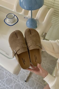 Retro Split-Toe Pig Hoof Slip-On Shoes - Backless Comfortable Half Slippers for Evening Wear, Y2K Inspired Fashion