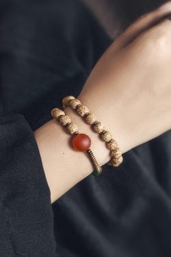 Retro Star and Moon Bodhi Bead Bracelet for Men and Women, Mixed Agate and Copper Double-Layer National Style Accessories