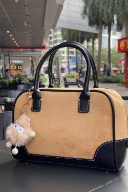 Retro Suede Color-Blocking Shoulder Handbag - Women's Korean Style Crossbody Bag for Autumn and Winter Commuter Fashion