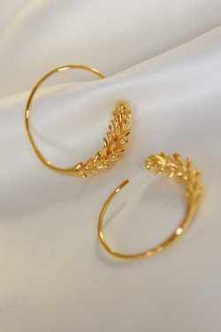 Retro Vintage Gold-Plated Minimalist Round Hoop Wheat Ear Hook Small Earrings - Chic 90s Inspired Fashion Jewelry