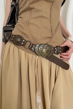Retro Western Studded Belt for Women - Ethnic Bohemian Style Waist Cincher Accessory for Skirts and Pants